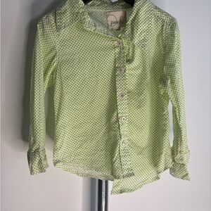 Peek Green Polka Dot Button-Up Shirt | Size XS (4–5)